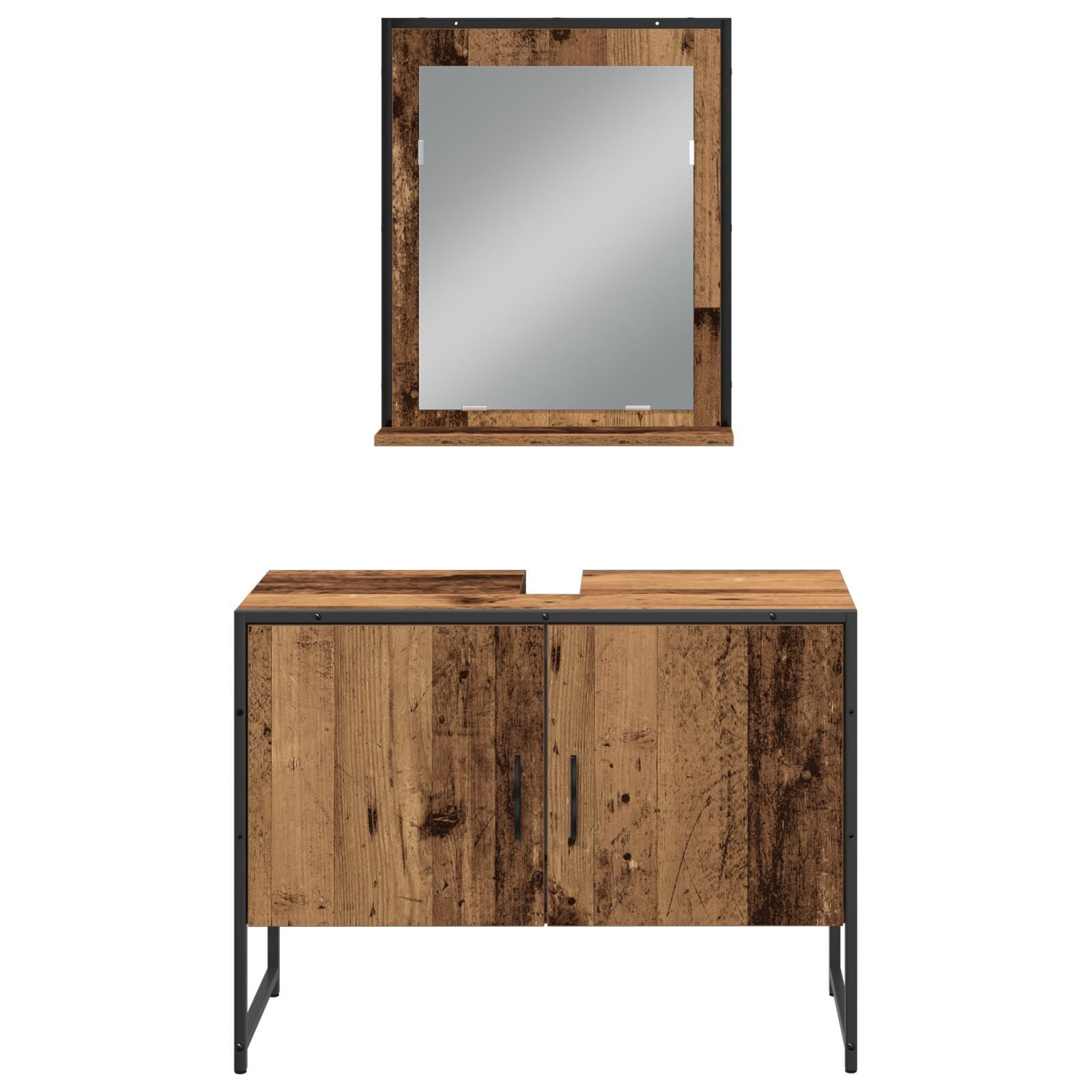 Baderomsinnredningssett med dør 4 pcs Brun 33 x 33 x 185.5 cm