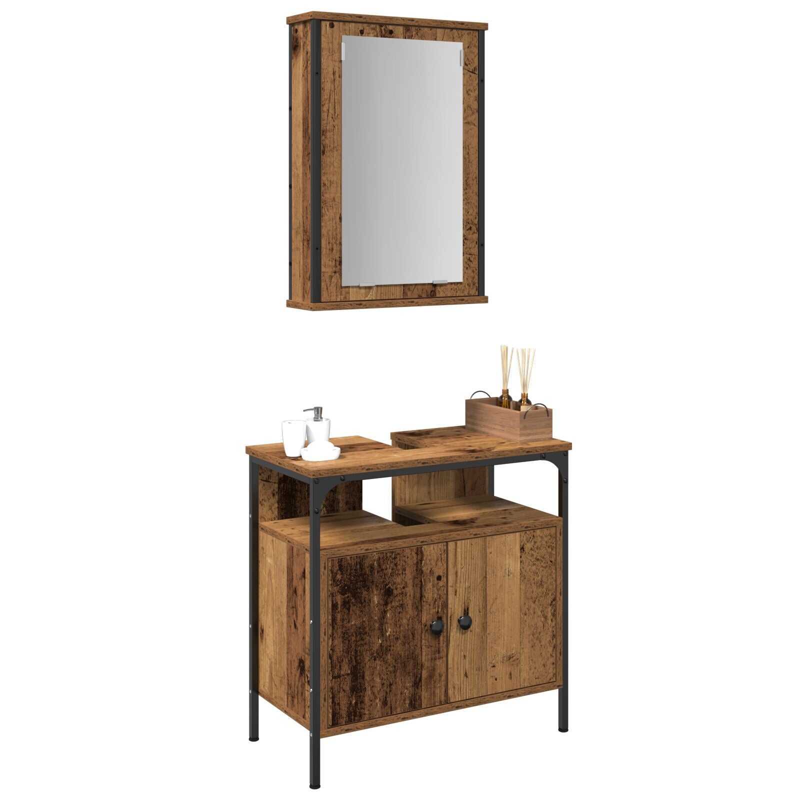 Baderomsinnredningssett med lagring 2 pcs Brun 60 x 30 x 60 cm