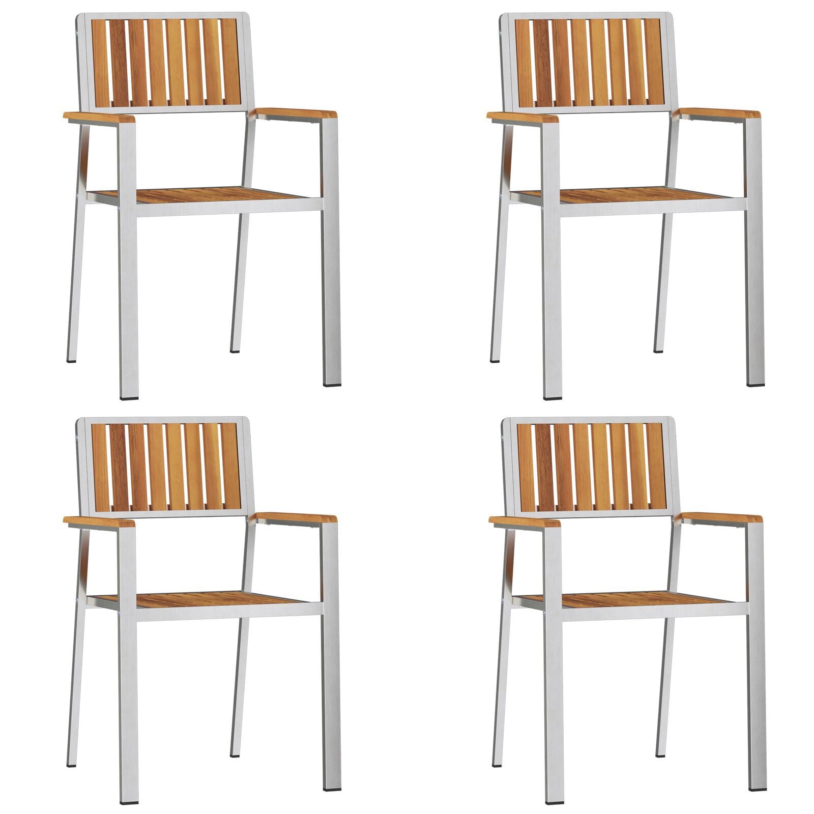 Hage Stol 4 pcs Brun 56 x 54.5 x 87cm Massivt akasietre