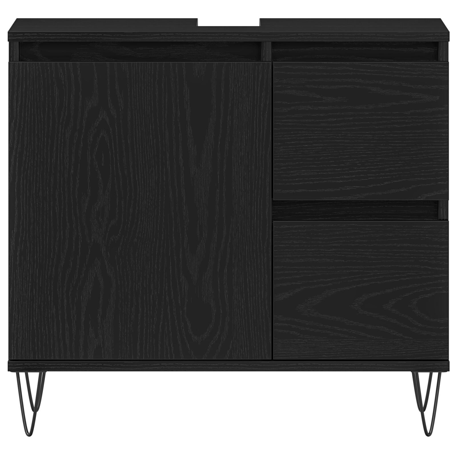 Bademøbelsett 3 pcs Svart Eik 30 x 30 x 190 cm Konstruert tre