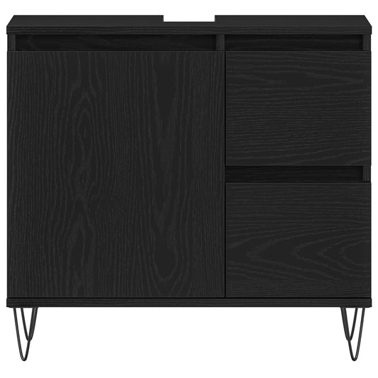 Baderomsinnredningssett 3 pcs Svart Eik 30 x 30 x 190 cm