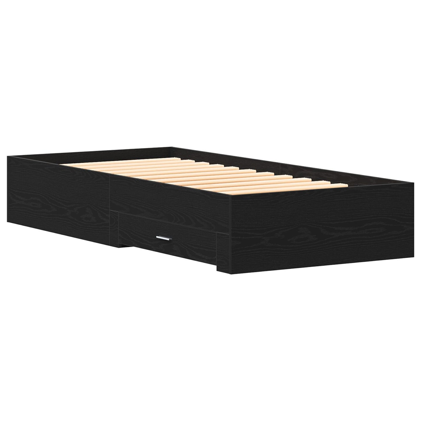 Sengestamme med skuff Svart Eik 90 x 200 cm Konstruert tre