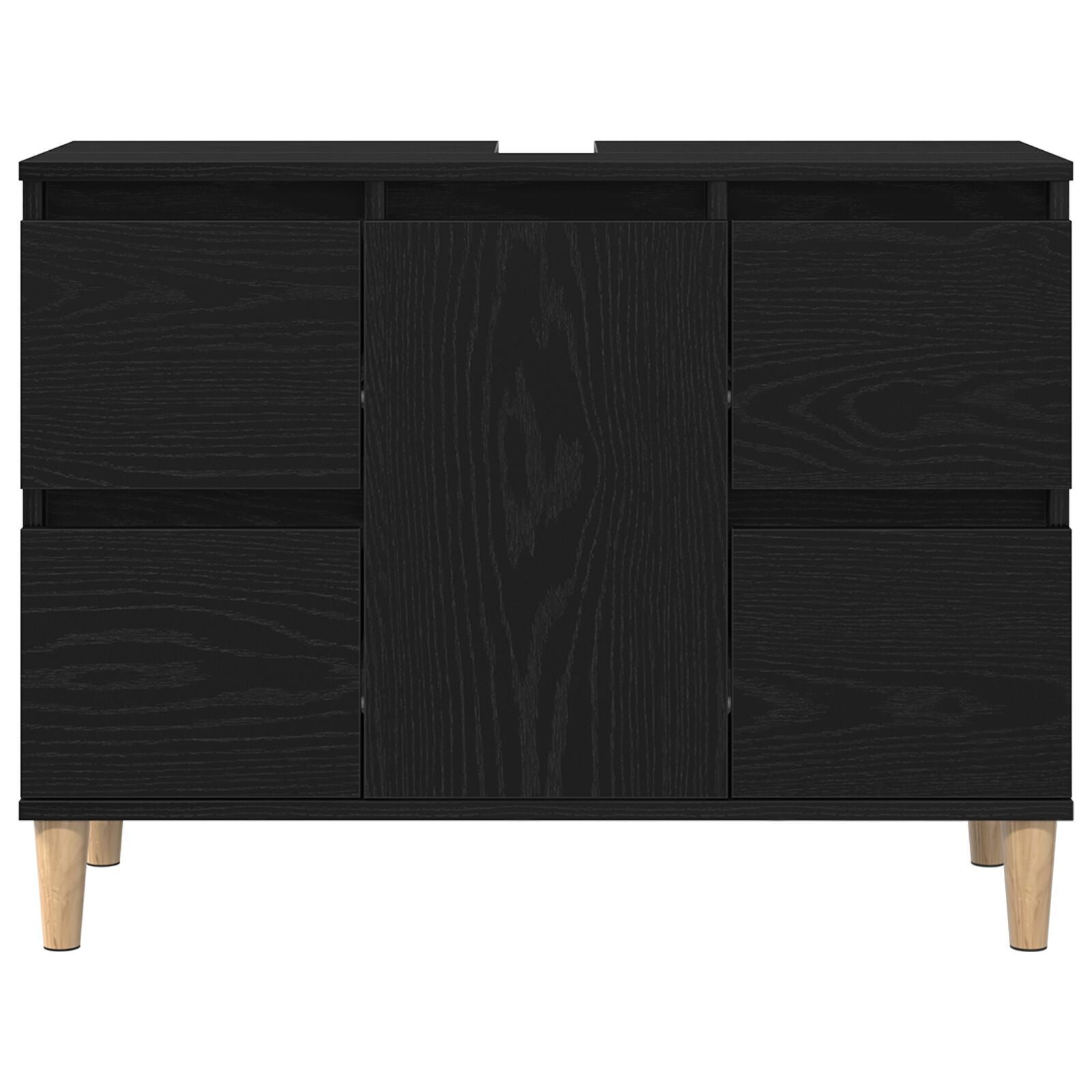 Baderomsinnredningssett med skuff 3 pcs Svart 30 x 30 x 180 cm