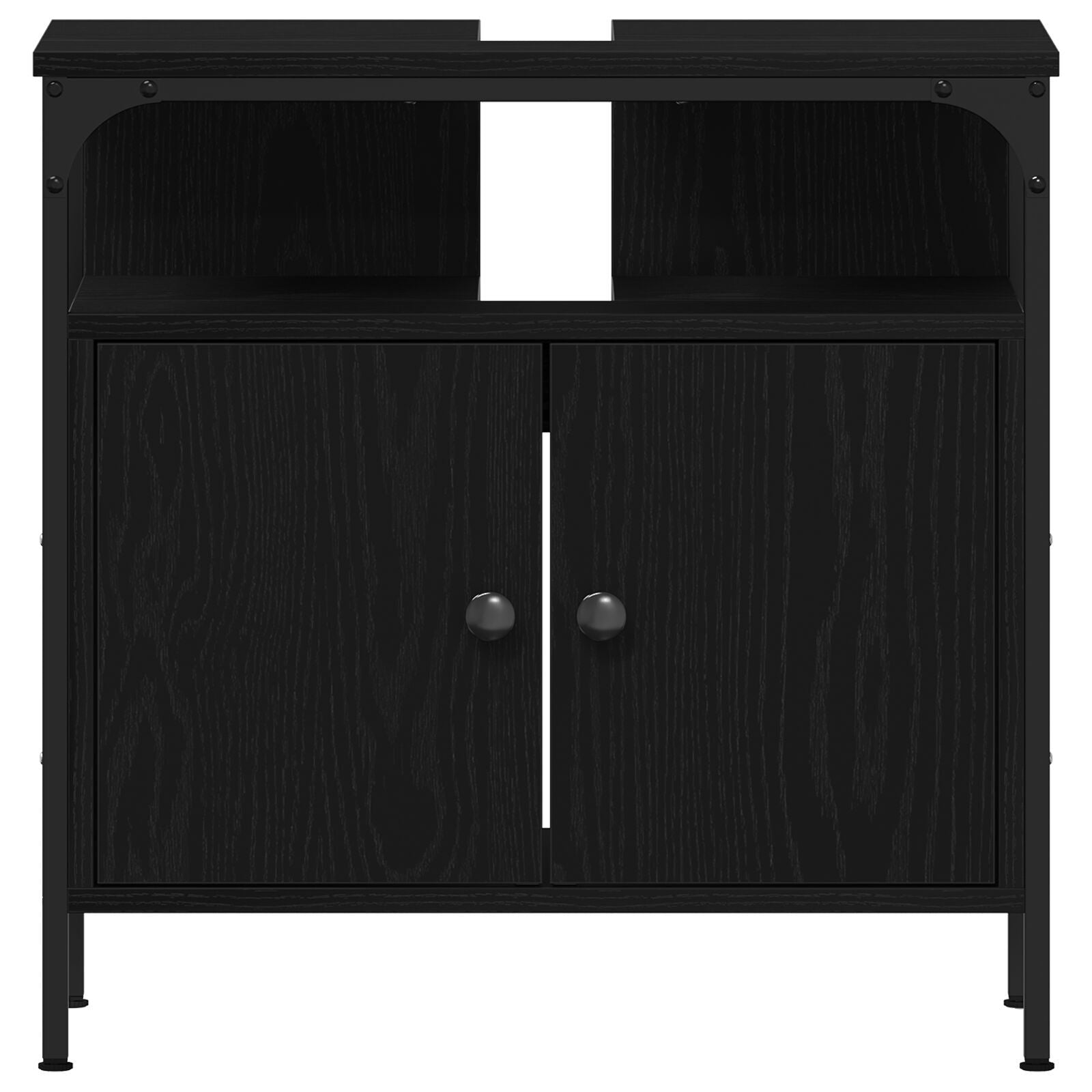 Baderomsinnredningssett med lagring 2 pcs Svart 60 x 30 x 60 cm
