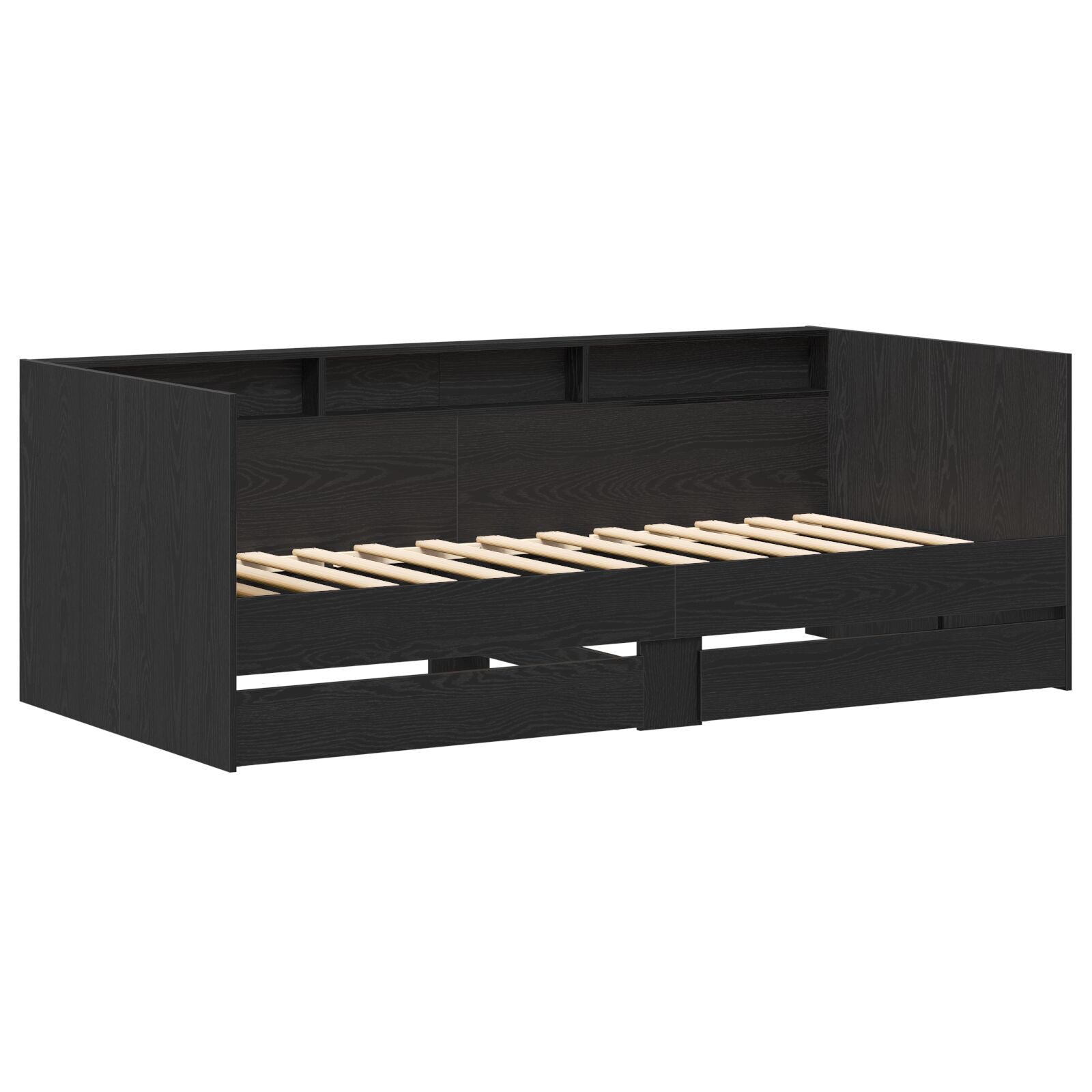 Dagseng med skuff med lagring Grå 90 x 200 cm Konstruert tre