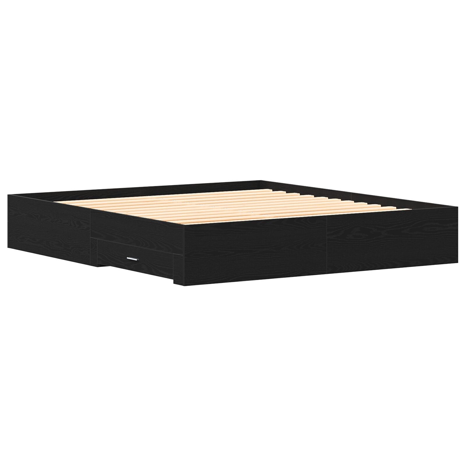 Sengestamme med skuff Svart Eik 180 x 200 cm Konstruert tre