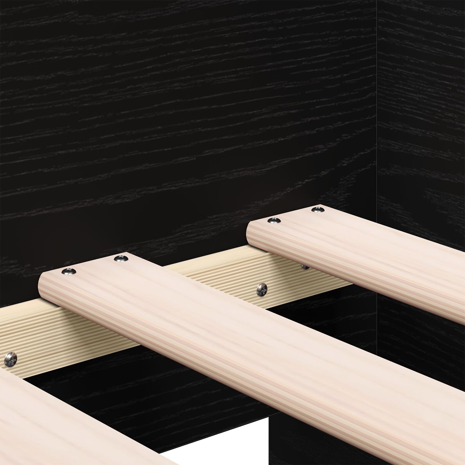 Dagseng ramme med skuffer Svart eik 90 x 190 cm Konstruert tre