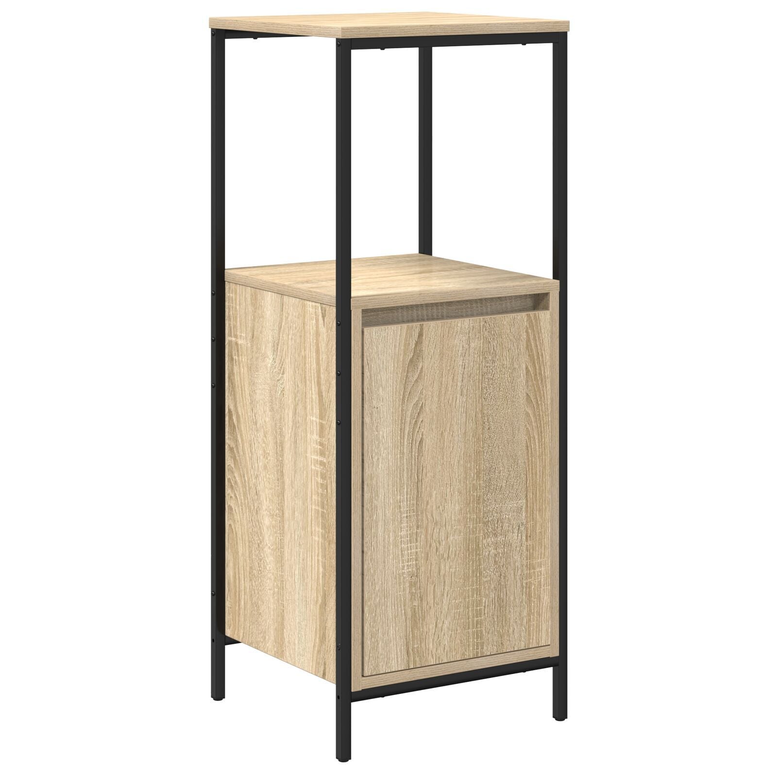 Baderomsinnredningssett med hylle 3 pcs Sonoma eik og svart