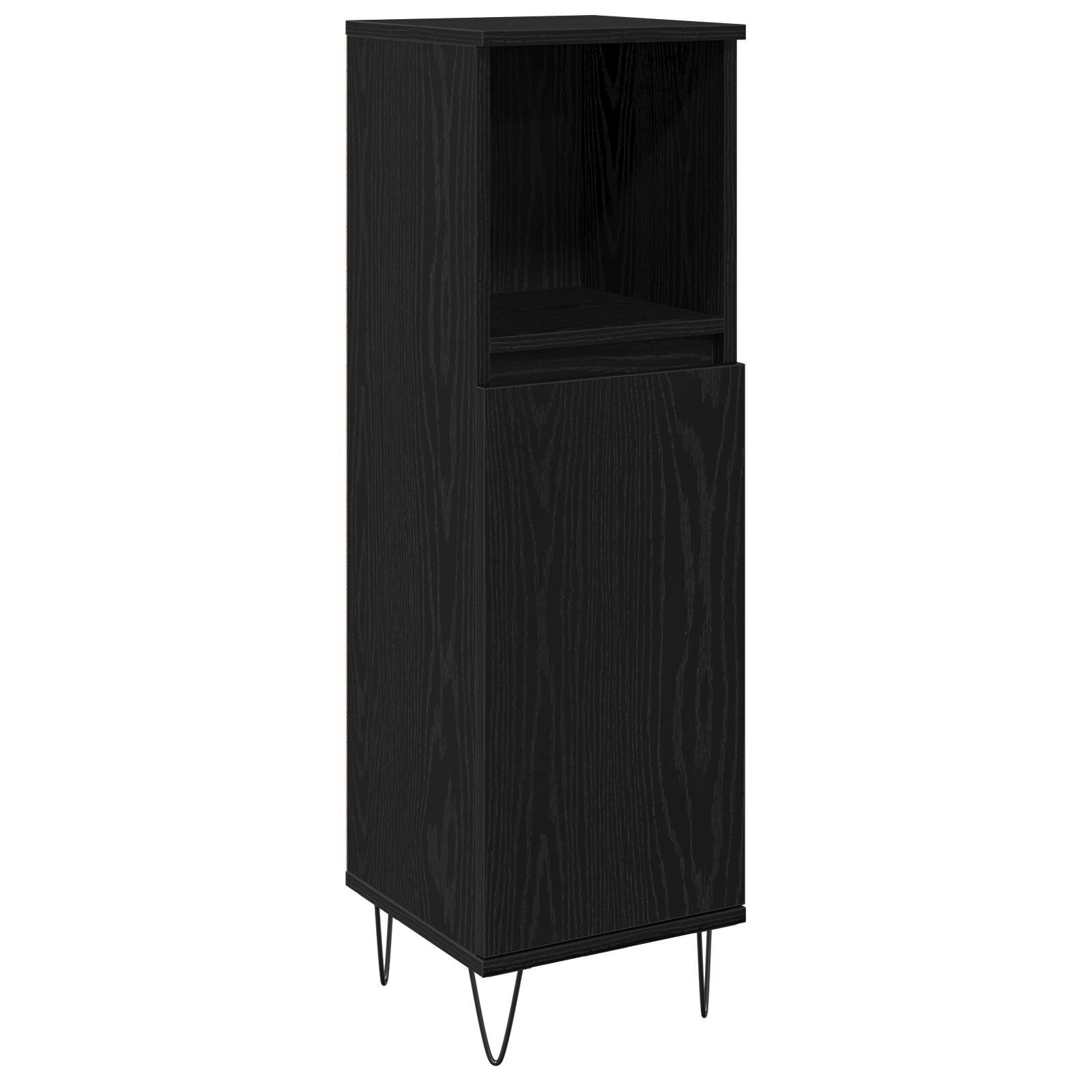 Bademøbelsett 3 pcs Svart Eik 30 x 30 x 190 cm Konstruert tre
