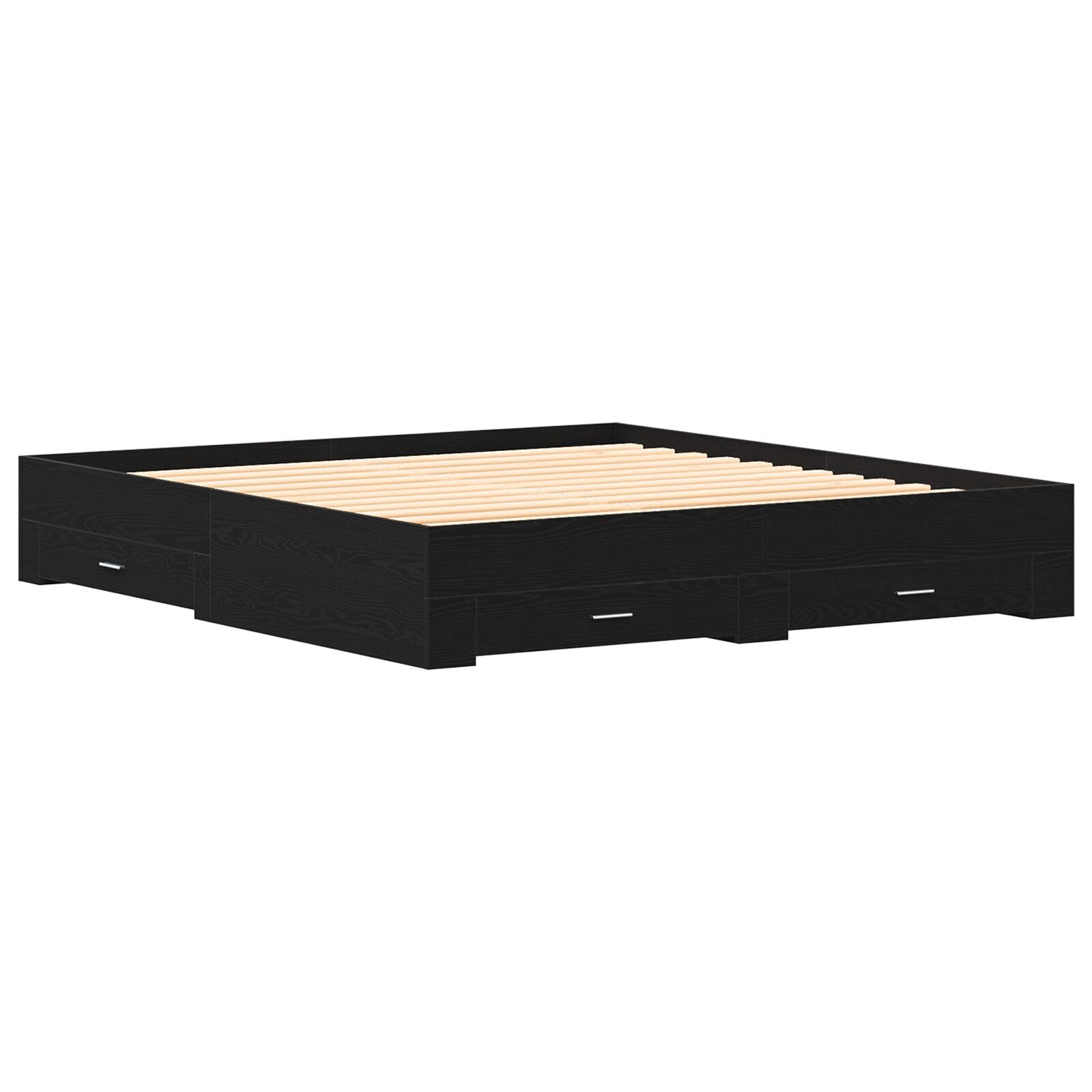 Sengestamme med skuff Svart Eik 180 x 200 cm Konstruert tre