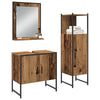 Baderomsinnredningssett med dør 3 pcs Brun 33 x 33 x 102.5 cm