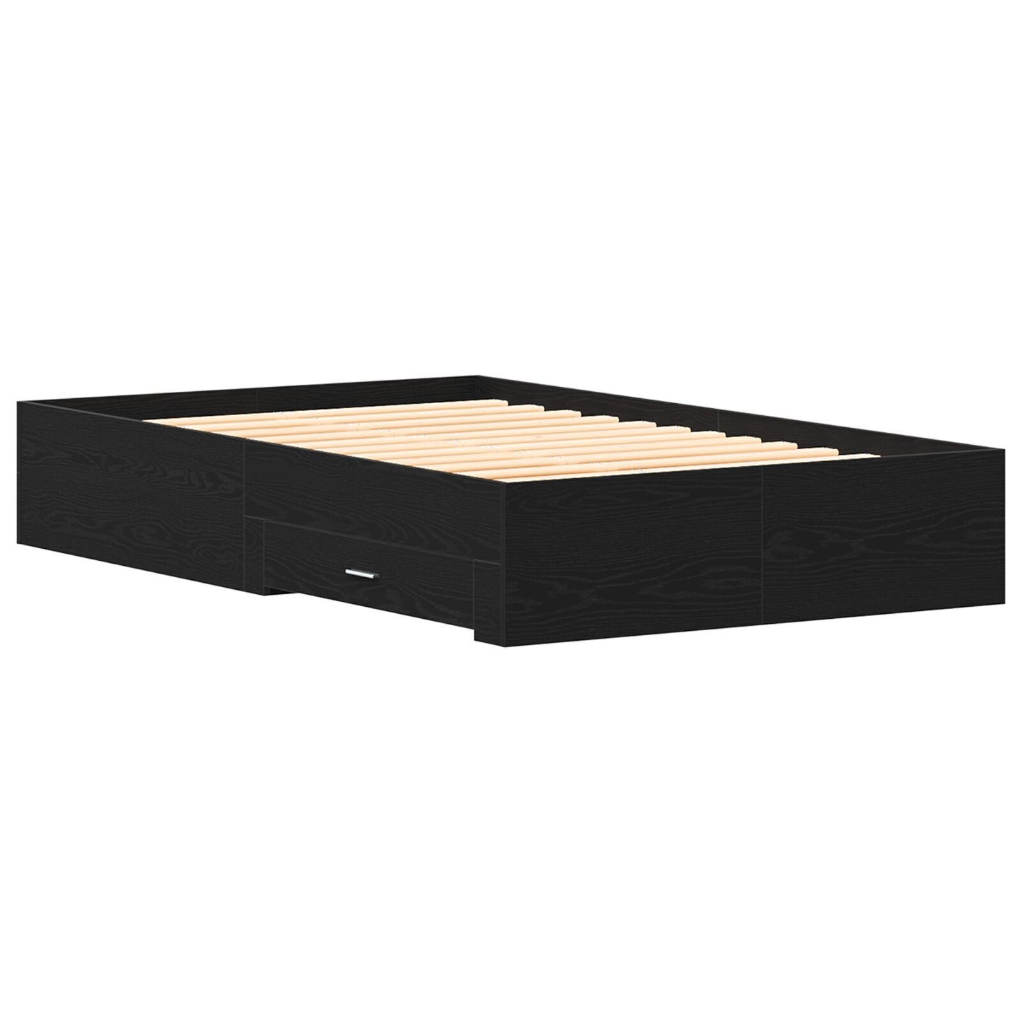 Sengestamme med skuff Svart Eik 120 x 200 cm Konstruert tre