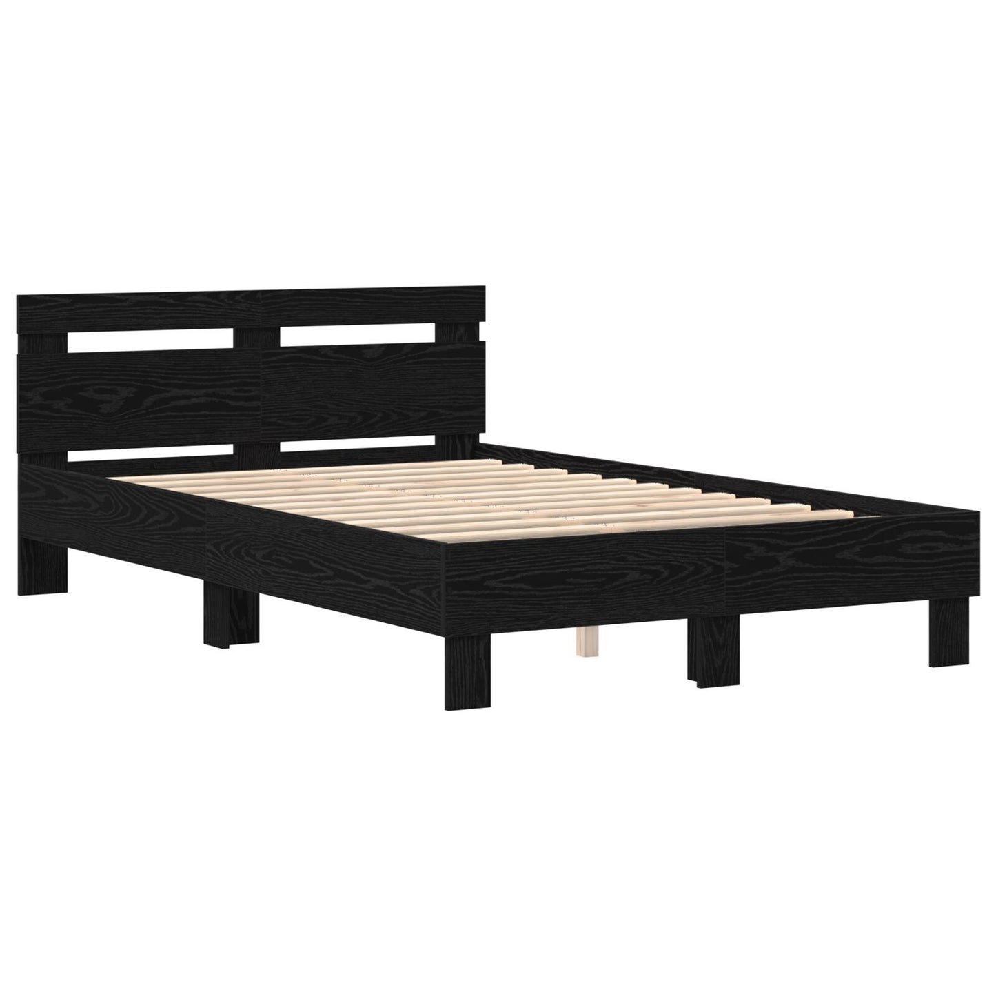 Sengestamme med LED Svart Eik 135 x 190 cm Konstruert tre