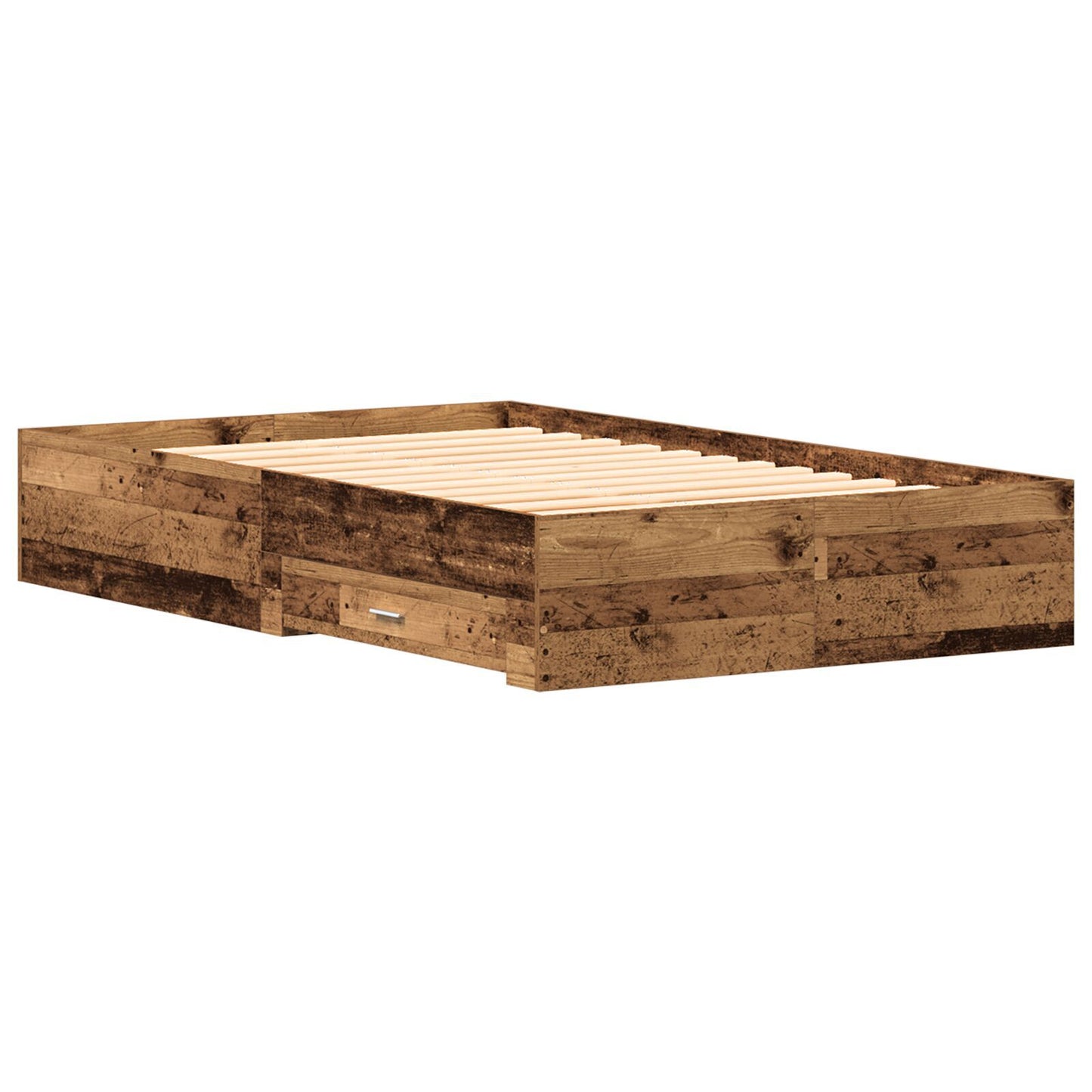 Sengestamme med skuff Gamle tre 120 x 190 cm Konstruert tre