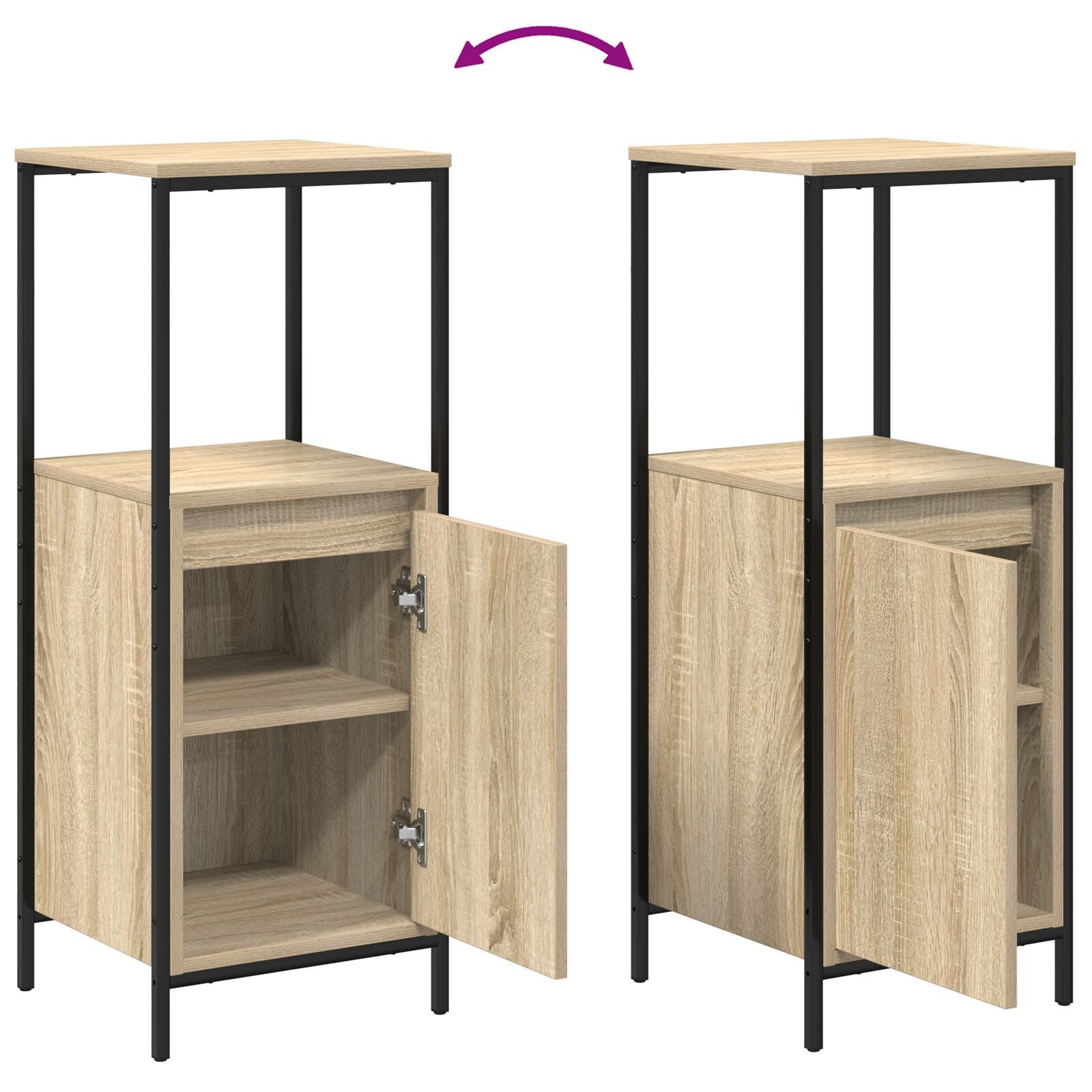 Baderomsinnredningssett med hylle 3 pcs Sonoma eik og svart