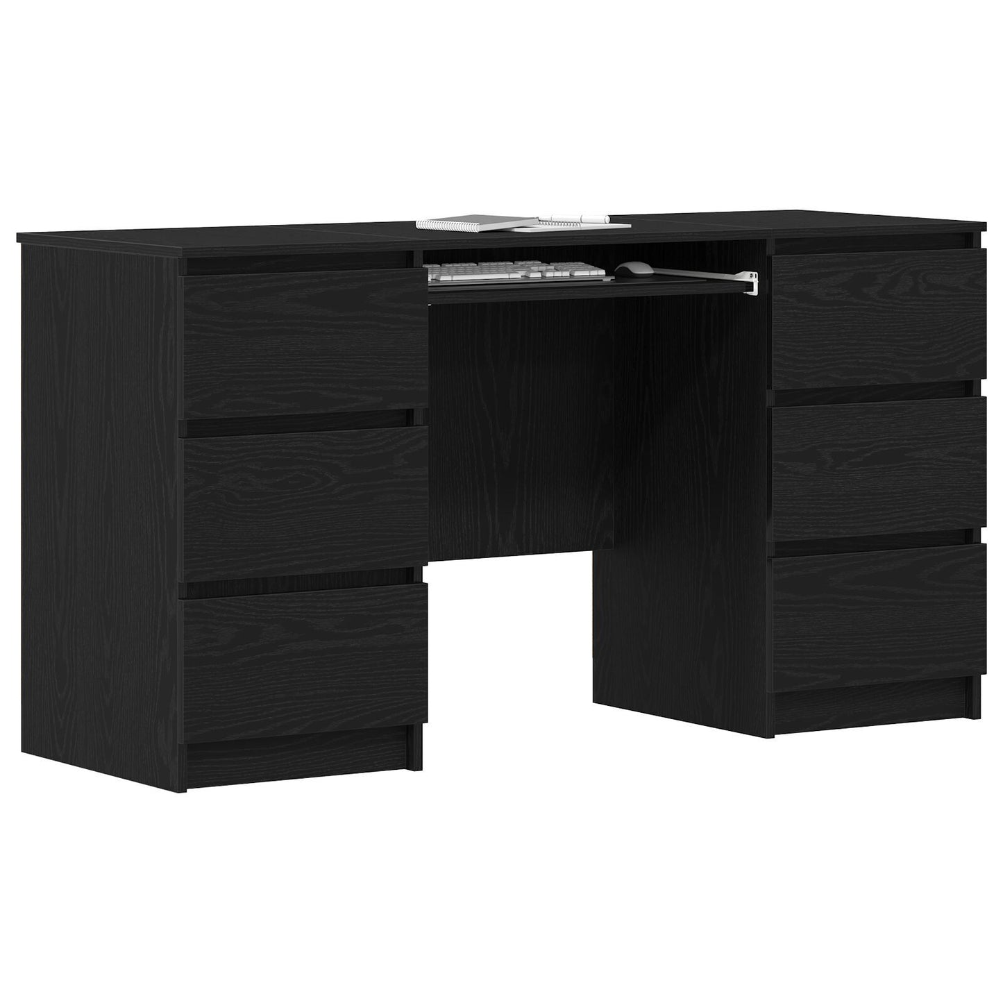 Skrivebord med skuff Svart Eik 140 x 50 x 76 cm Konstruert tre