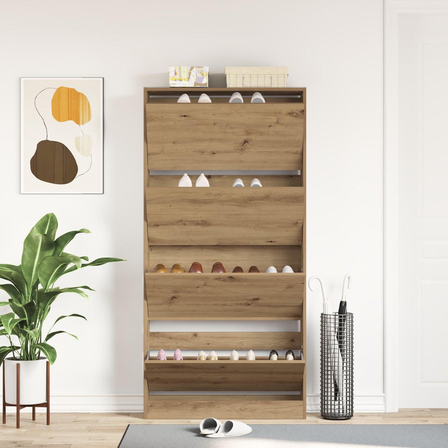 Sko Skap 80 x 21 x 163,5 cm Konstruert tre Artisan Eik