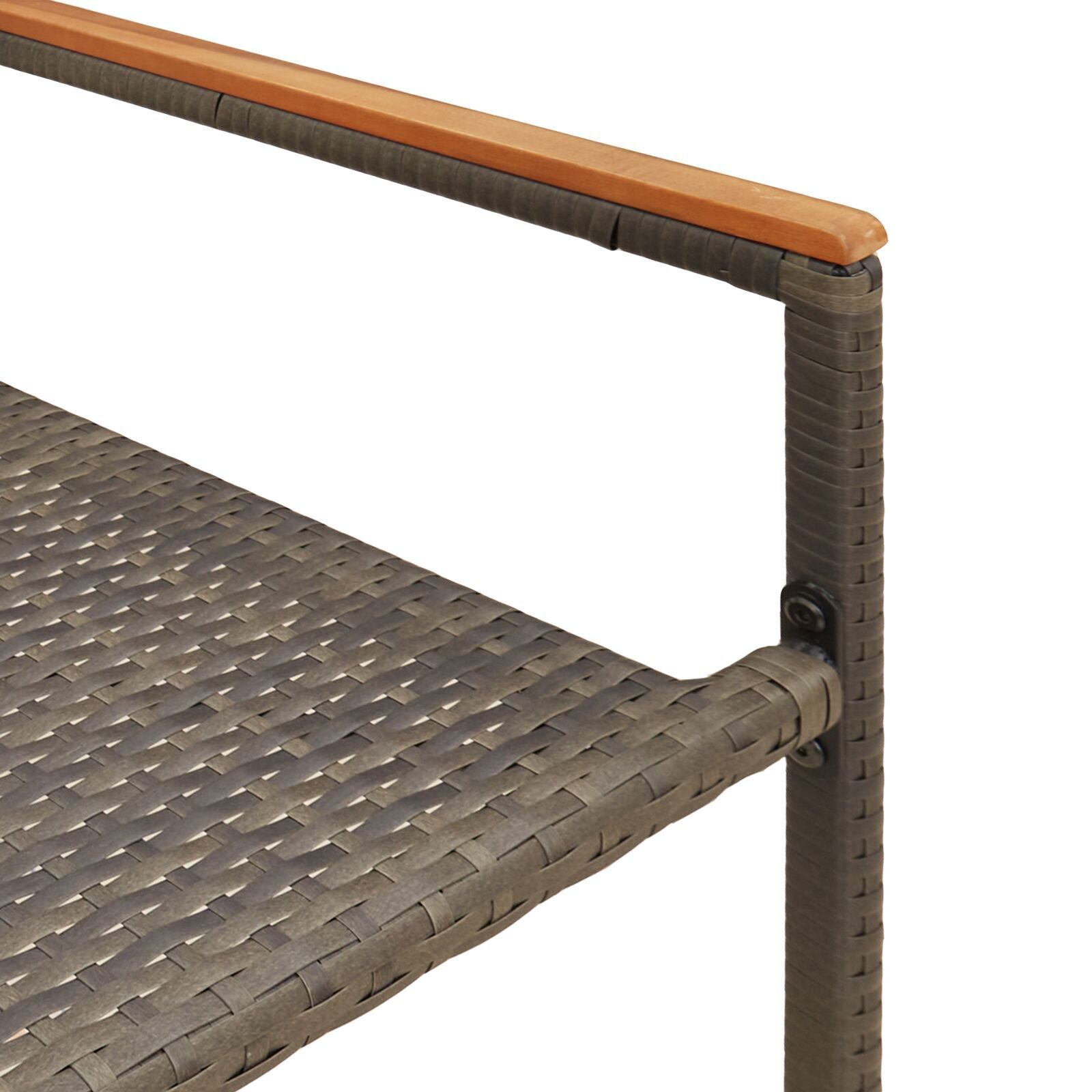 Hage stabelstoler 2 pcs Grå og Brun PE rattan, solid akasietre