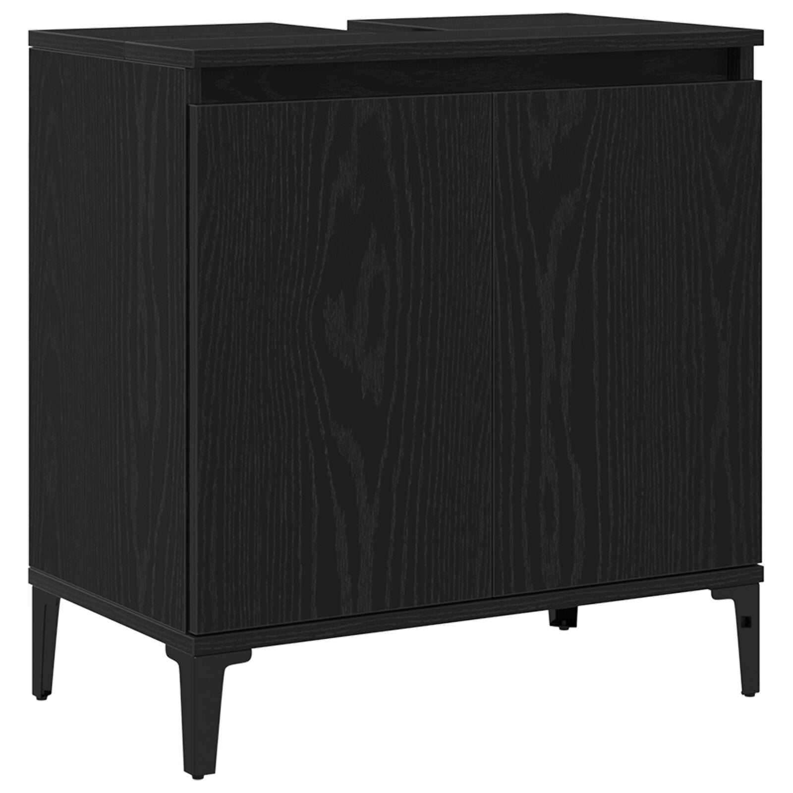 Baderomsinnredningssett med dør 3 pcs Svart 30 x 30 x 180 cm