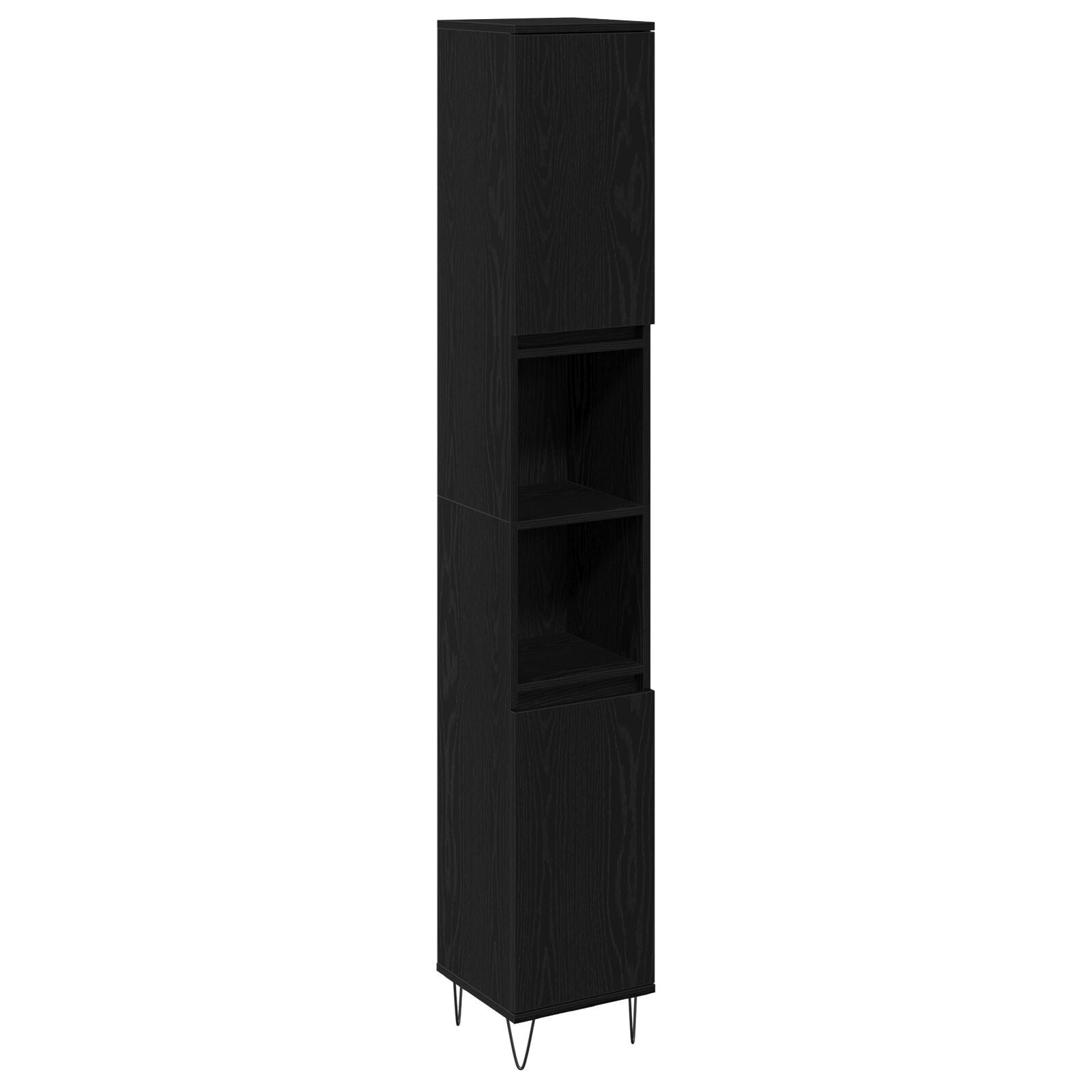 Bademøbelsett 3 pcs Svart Eik 30 x 30 x 190 cm Konstruert tre