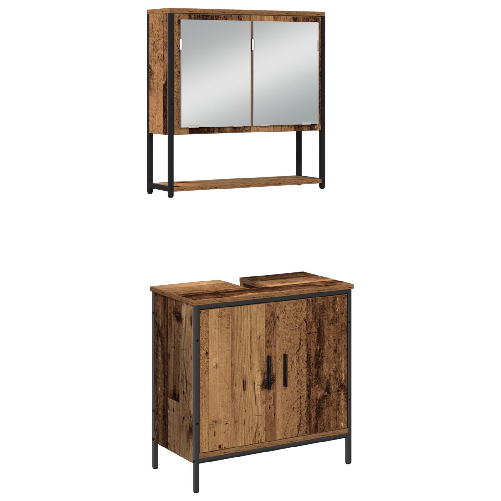 Baderomsinnredningssett med dør 3 pcs Brun 33 x 33 x 102.5 cm
