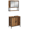 Baderomsinnredningssett med dør 4 pcs Brun 33 x 33 x 185.5 cm
