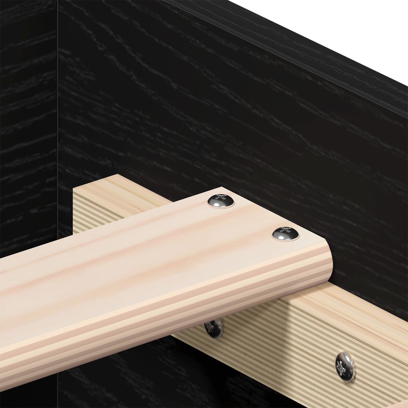 Sengestamme med skuff Svart Eik 120 x 200 cm Konstruert tre