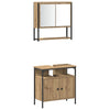 Baderomsinnredningssett med dør 3 pcs Brun 33 x 33 x 120.5 cm