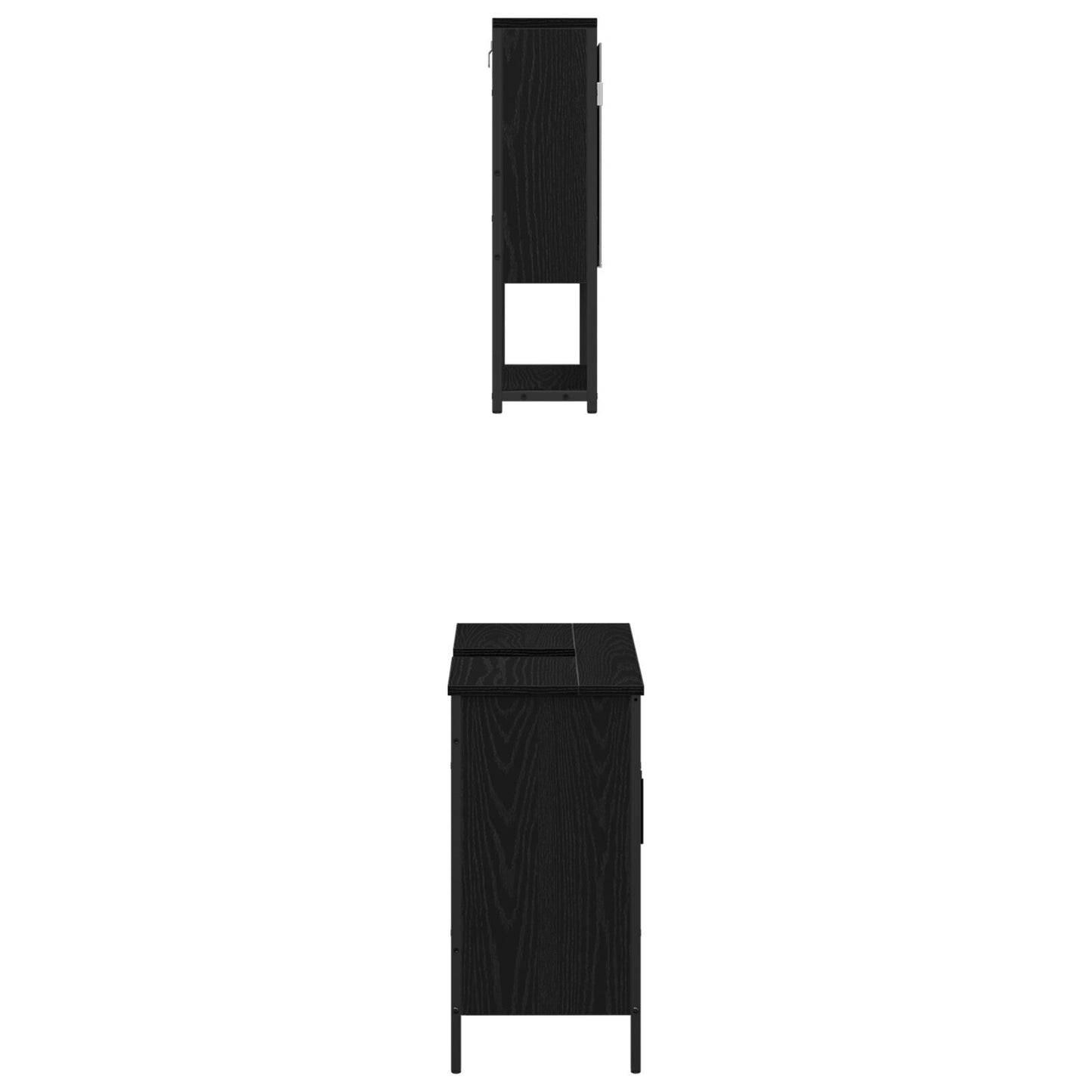 Baderomsinnredningssett med hylle 2 pcs Svart Konstruert tre