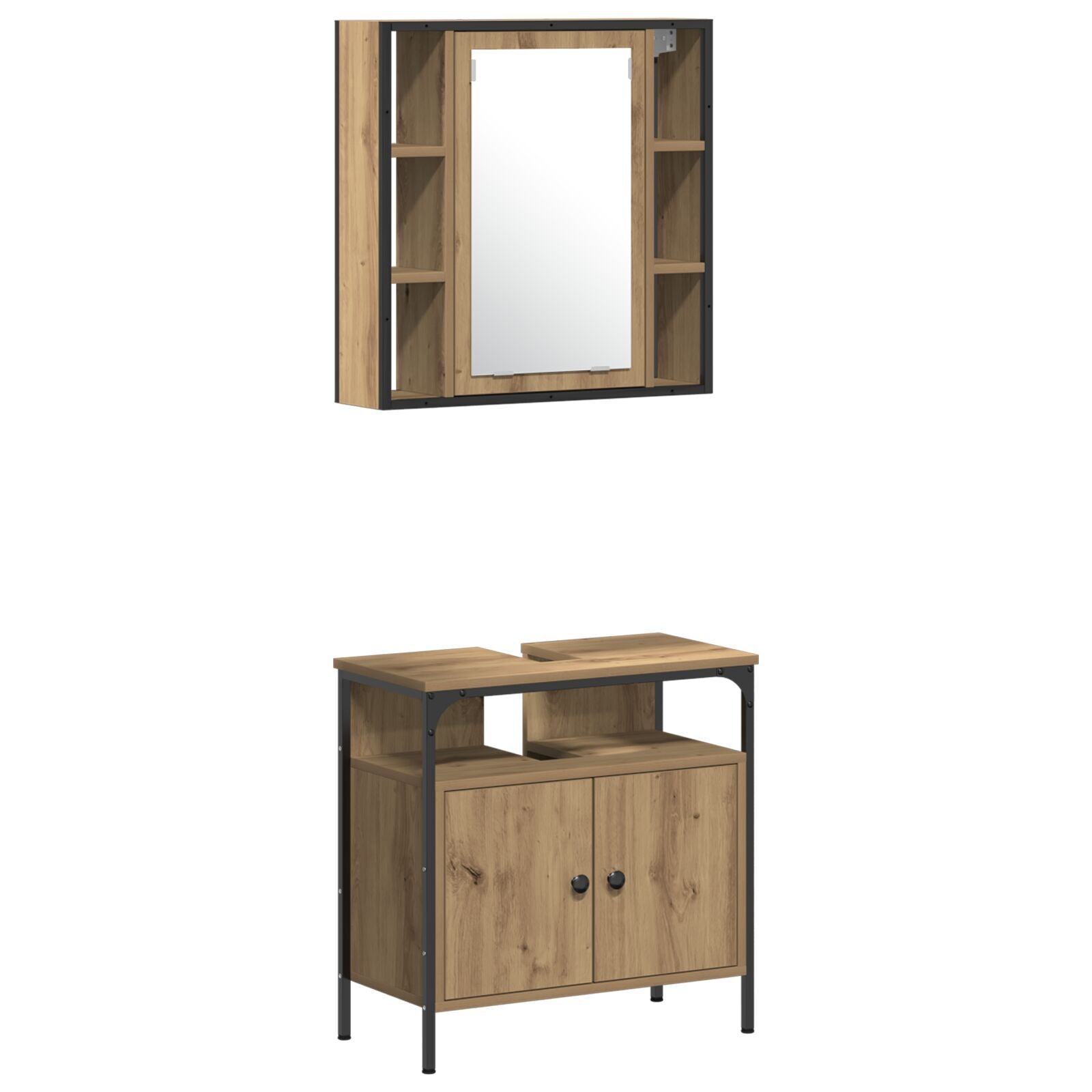 Baderomsskapsett med hylle 4 pcs artisan eik 33 x 33 x 185.5 cm