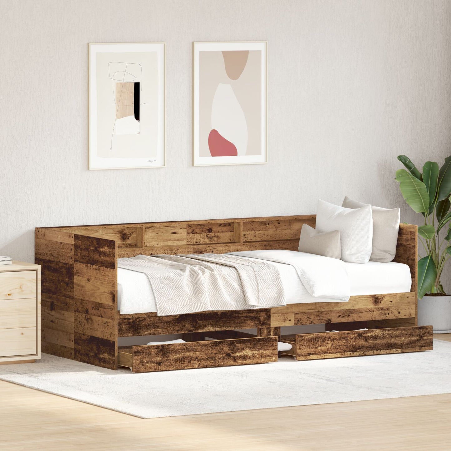 Seng med hodegjerde Gamle tre 100 x 200 cm Konstruert tre