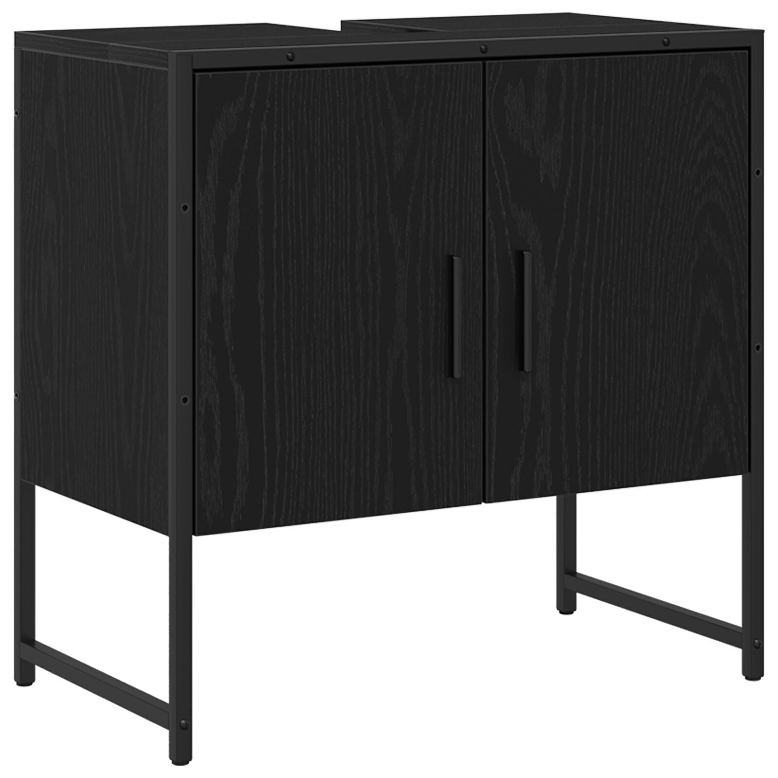 Baderomsinnredningssett med dør 3 pcs Svart 33 x 33 x 102.5 cm