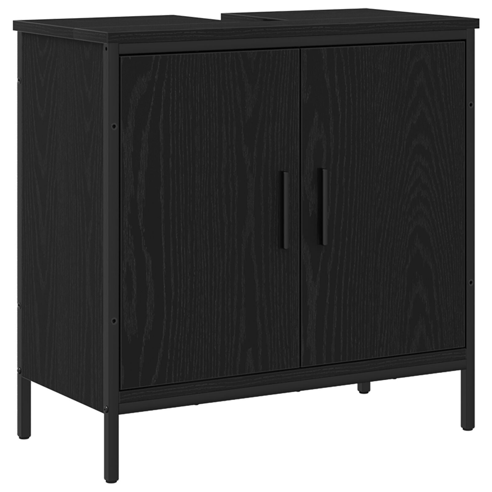 Baderomsinnredningssett med dør 3 pcs Svart 33 x 33 x 102.5 cm