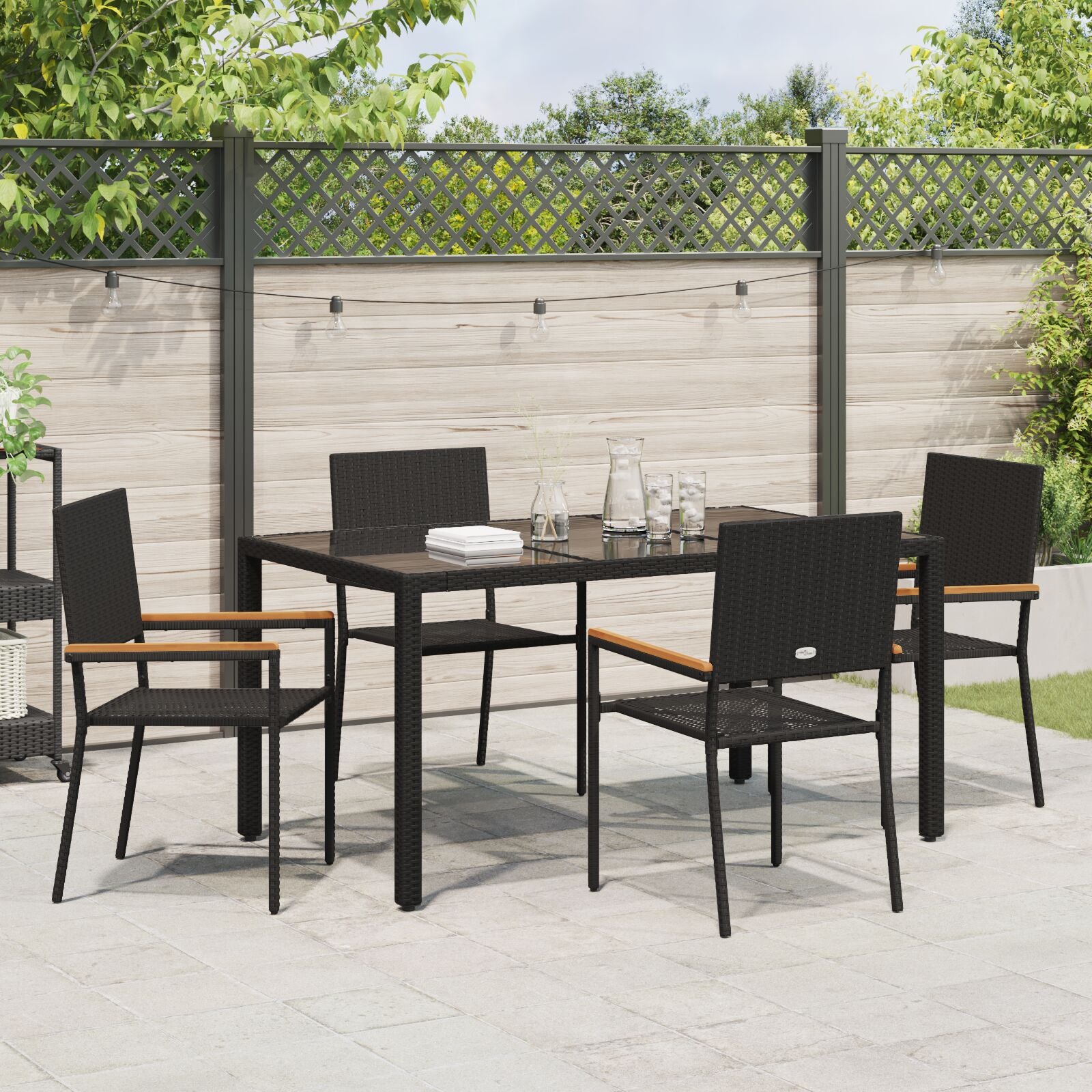 Hage Spisegruppe 5 pcs Svart 150 x 90 x 75 cm polyrotting