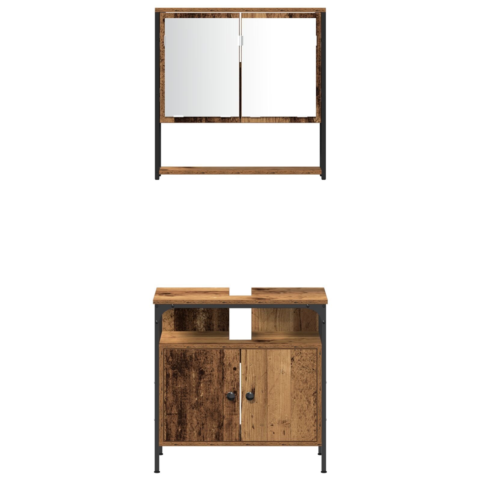 Baderomsinnredningssett med dør 3 pcs Brun 33 x 33 x 120.5 cm