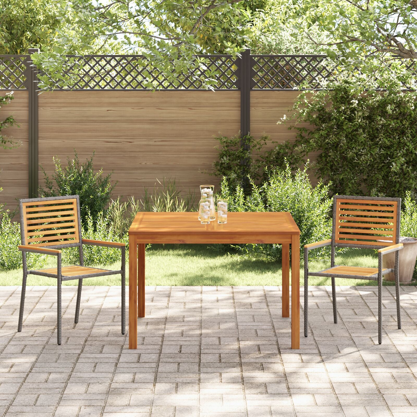 Hage Spisegruppe 3 pcs Grå Poly rattan