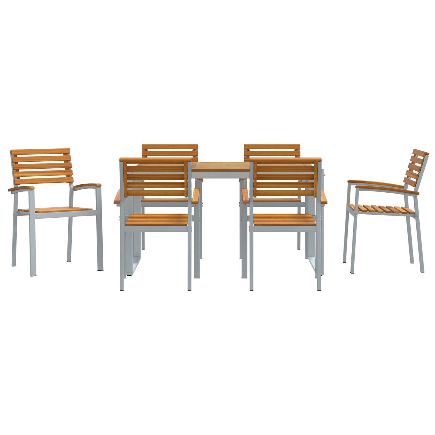 Hage Spisegruppe 7 pcs Grå Solid akasietre