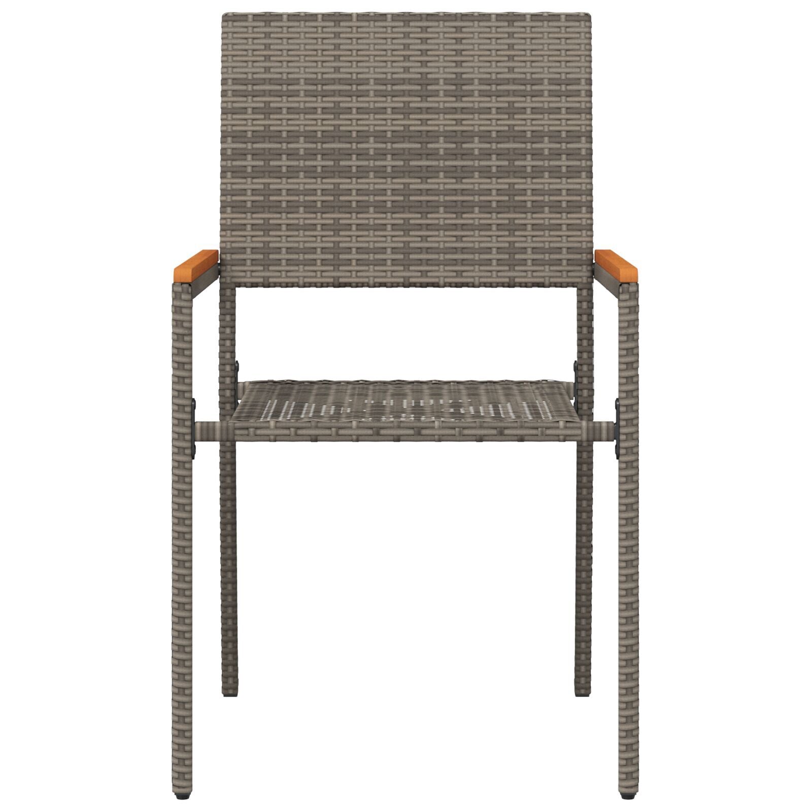 Hage stabelstoler 2 pcs Grå og Brun PE rattan, solid akasietre