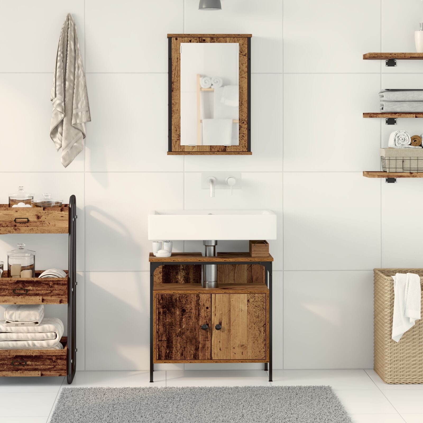 Baderomsinnredningssett med lagring 2 pcs Brun 60 x 30 x 60 cm