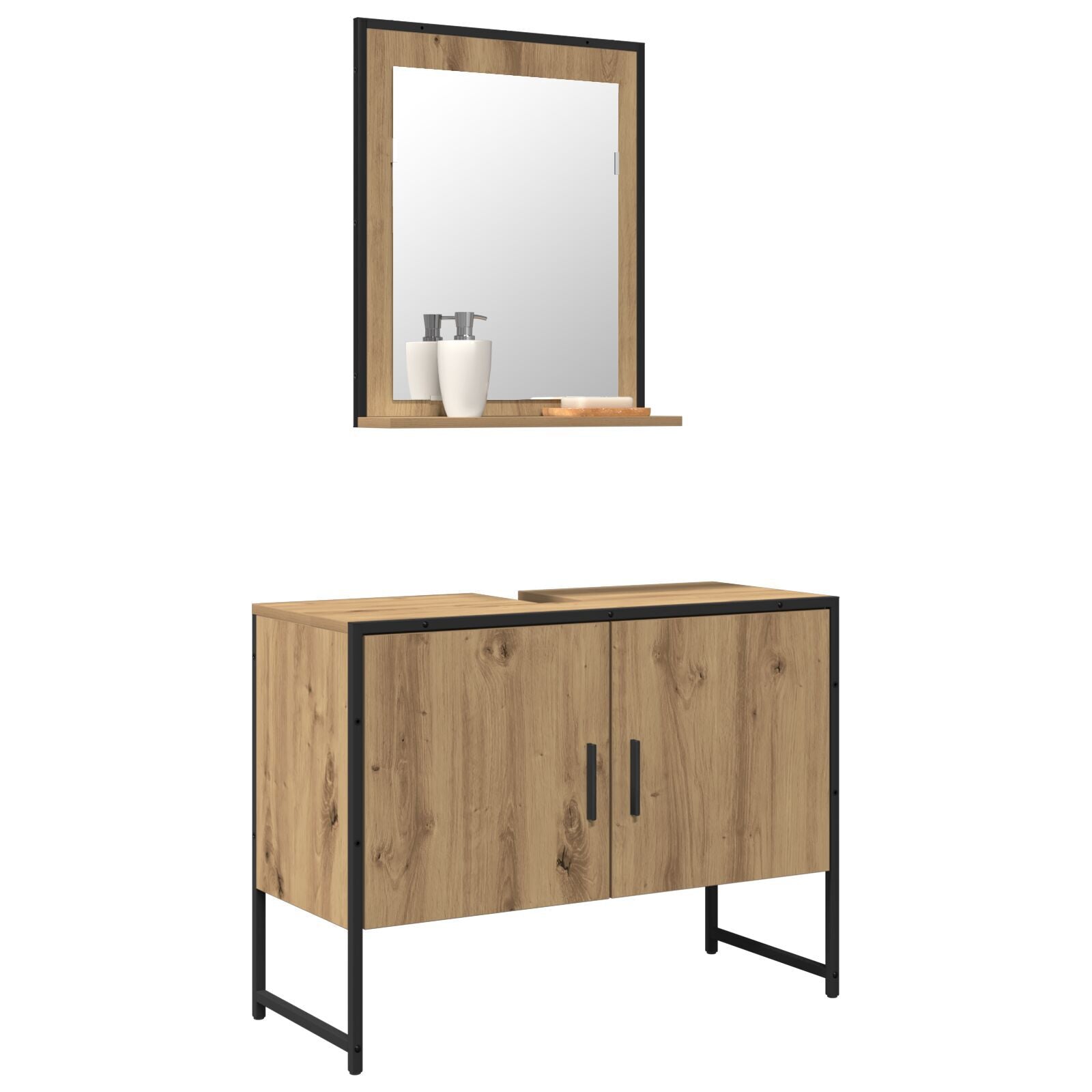 Baderomsinnredningssett med lagring 2 pcs Brun 80 x 33 x 60 cm