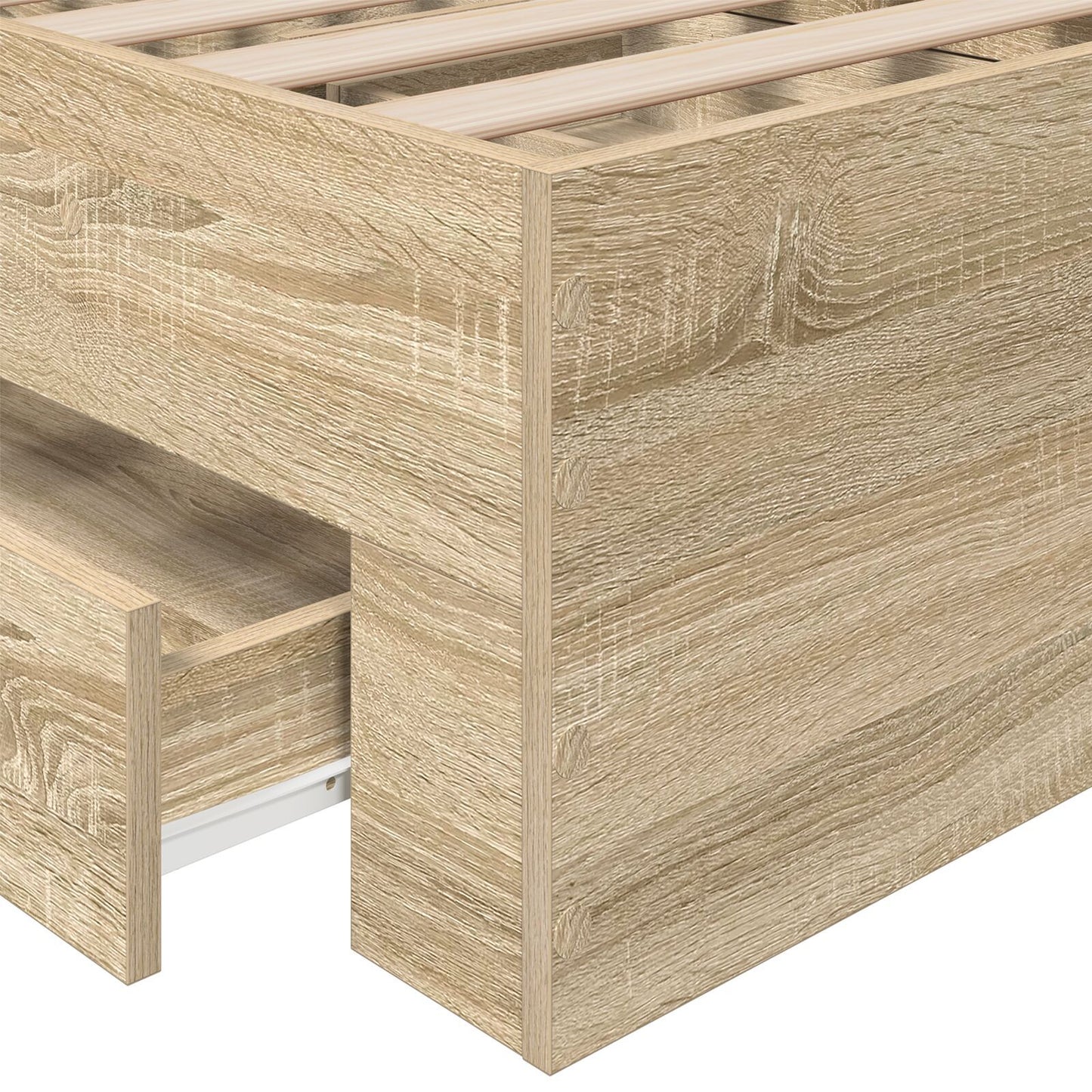 Sengestamme med skuff Brun 90 x 190 cm Konstruert tre