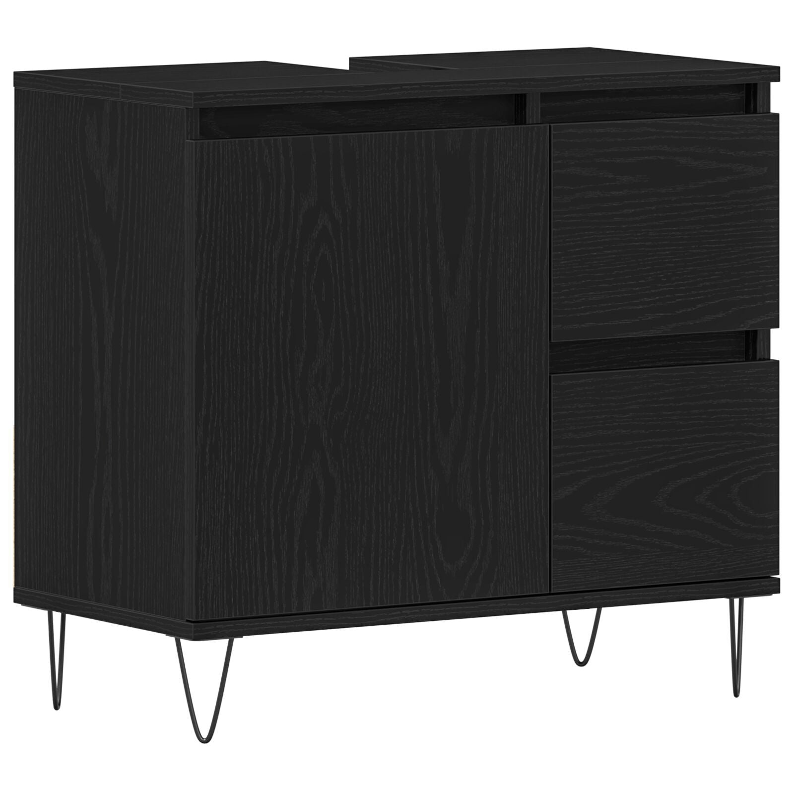 Bademøbelsett 3 pcs Svart Eik 30 x 30 x 190 cm Konstruert tre