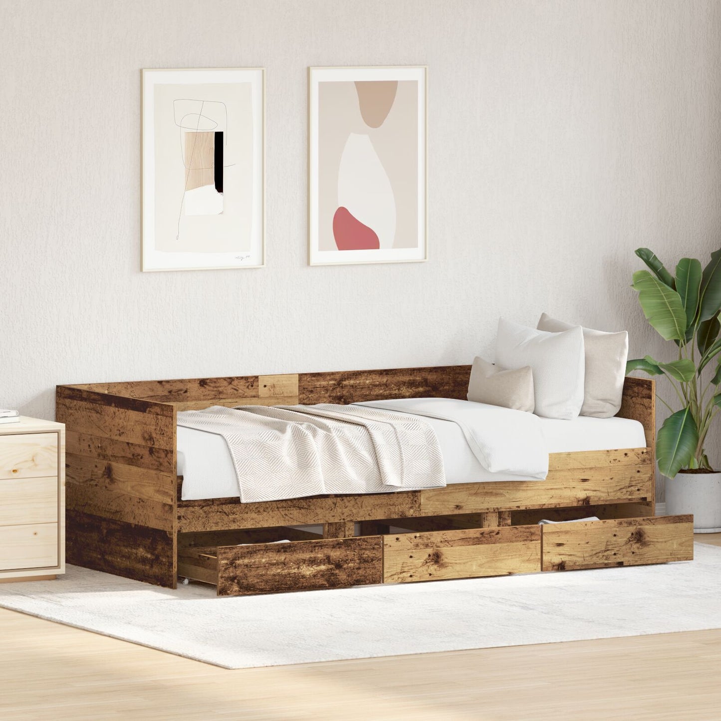 Seng med hodegjerde Gamle tre 90 x 190 cm Konstruert tre