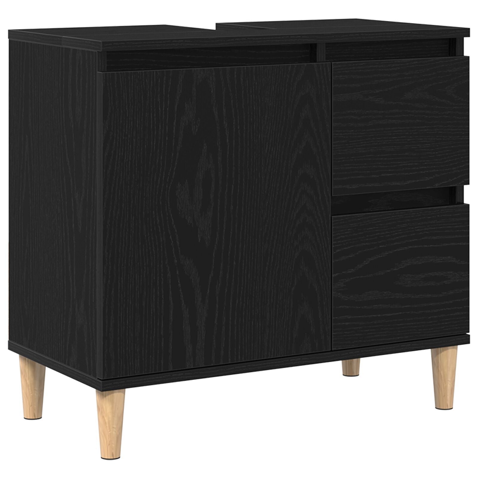 Baderomsinnredningssett med skuff 3 pcs Svart 30 x 30 x 180 cm