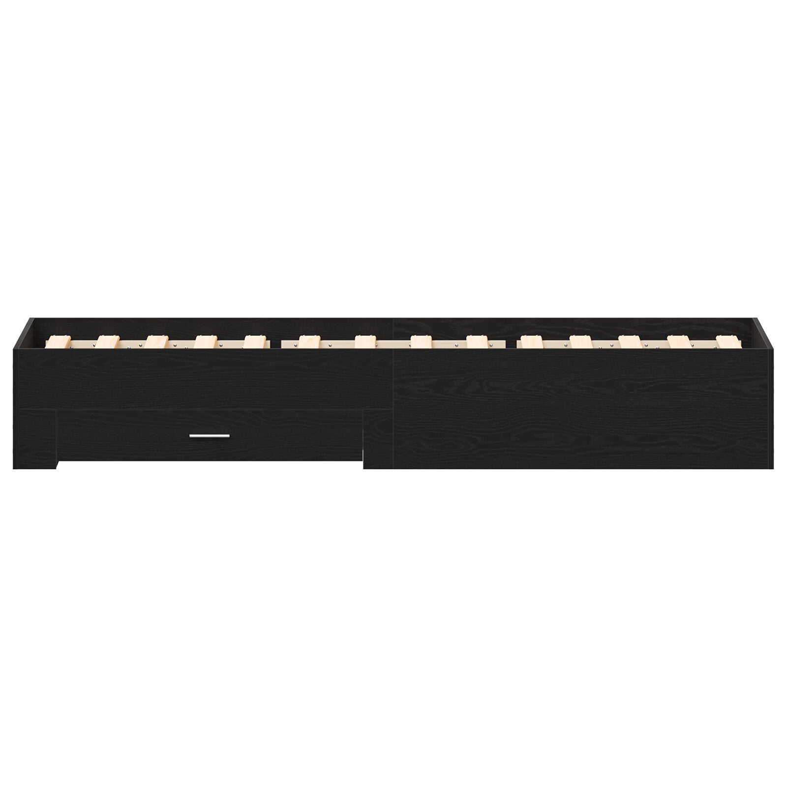 Sengestamme med skuff Svart Eik 90 x 200 cm Konstruert tre