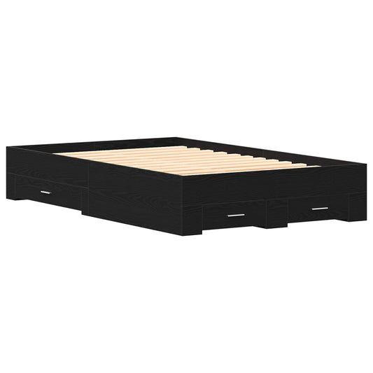 Sengestamme med skuff Svart Eik 120 x 200 cm Konstruert tre
