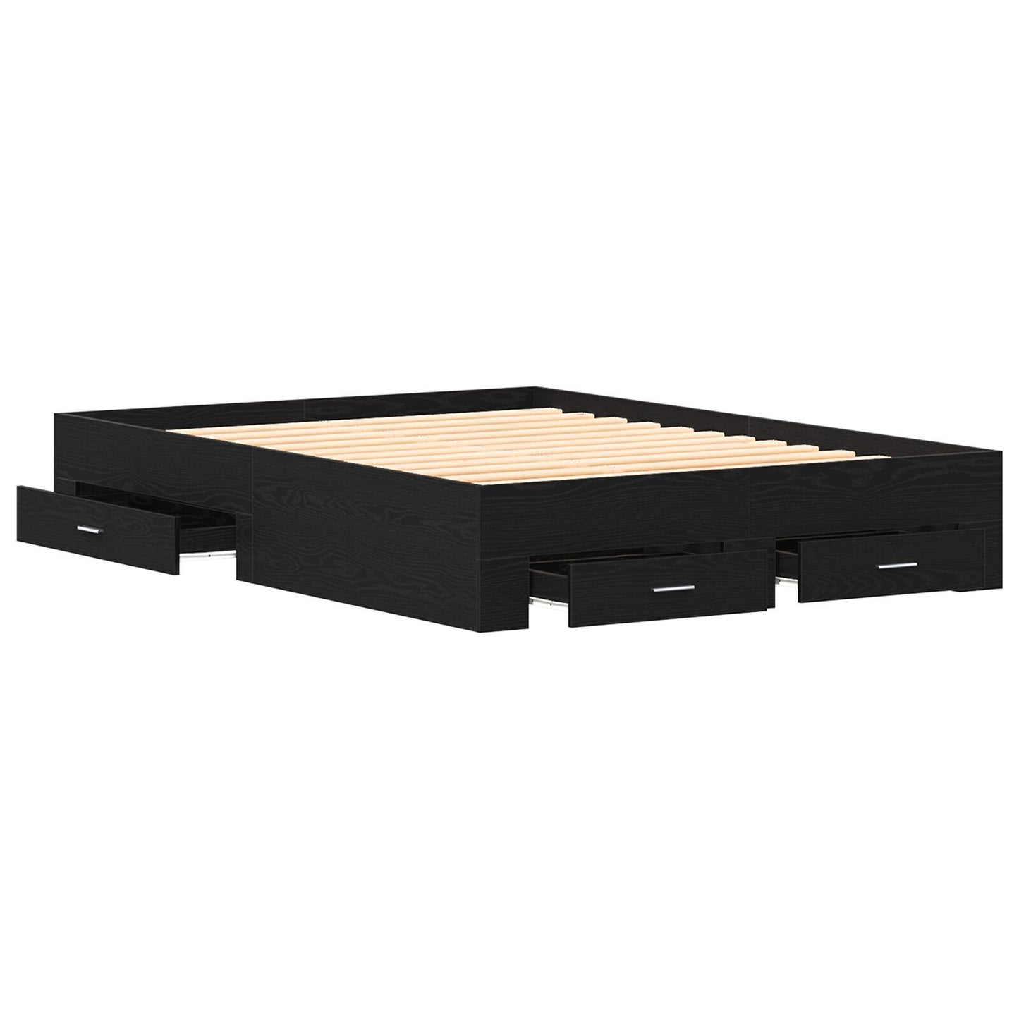 Sengestamme med skuff Svart Eik 160 x 200 cm Konstruert tre