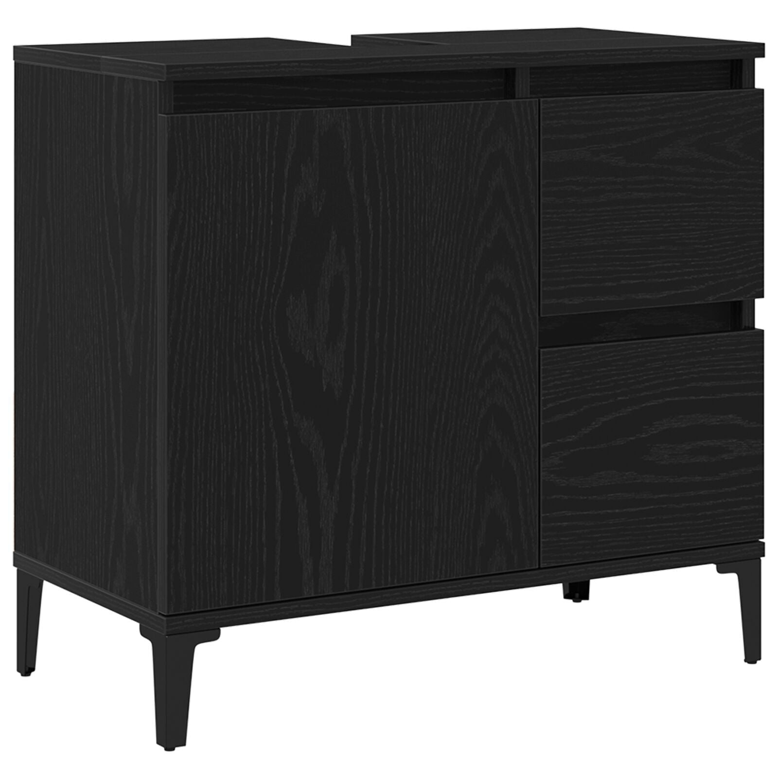 Baderomsinnredningssett med skuff 3 pcs Svart 30 x 30 x 180 cm