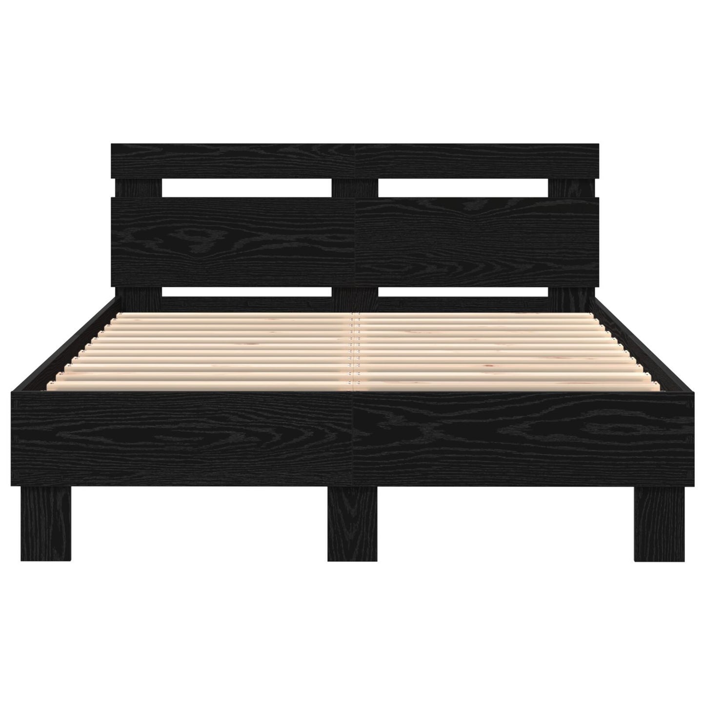 Sengestamme med LED Svart Eik 135 x 190 cm Konstruert tre