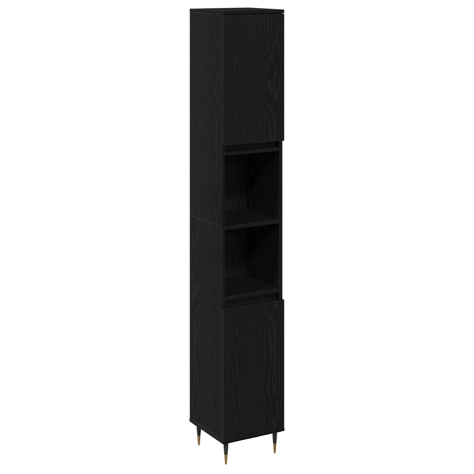 Baderomsmøbelsett med skuff 3 pcs Svart Eik 30 x 30 x 190 cm
